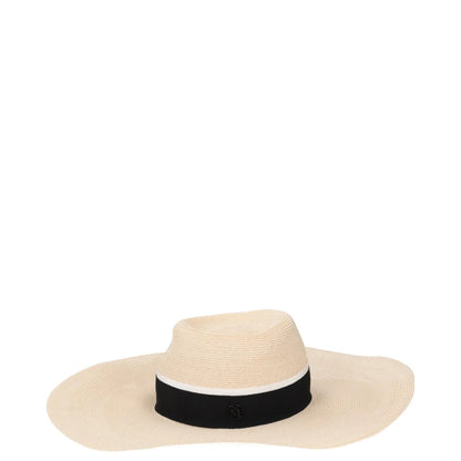 MAISON MICHEL Womens Sun Hat Beige Straw Black Band Wide Brim Size M RRP 400 — View 5