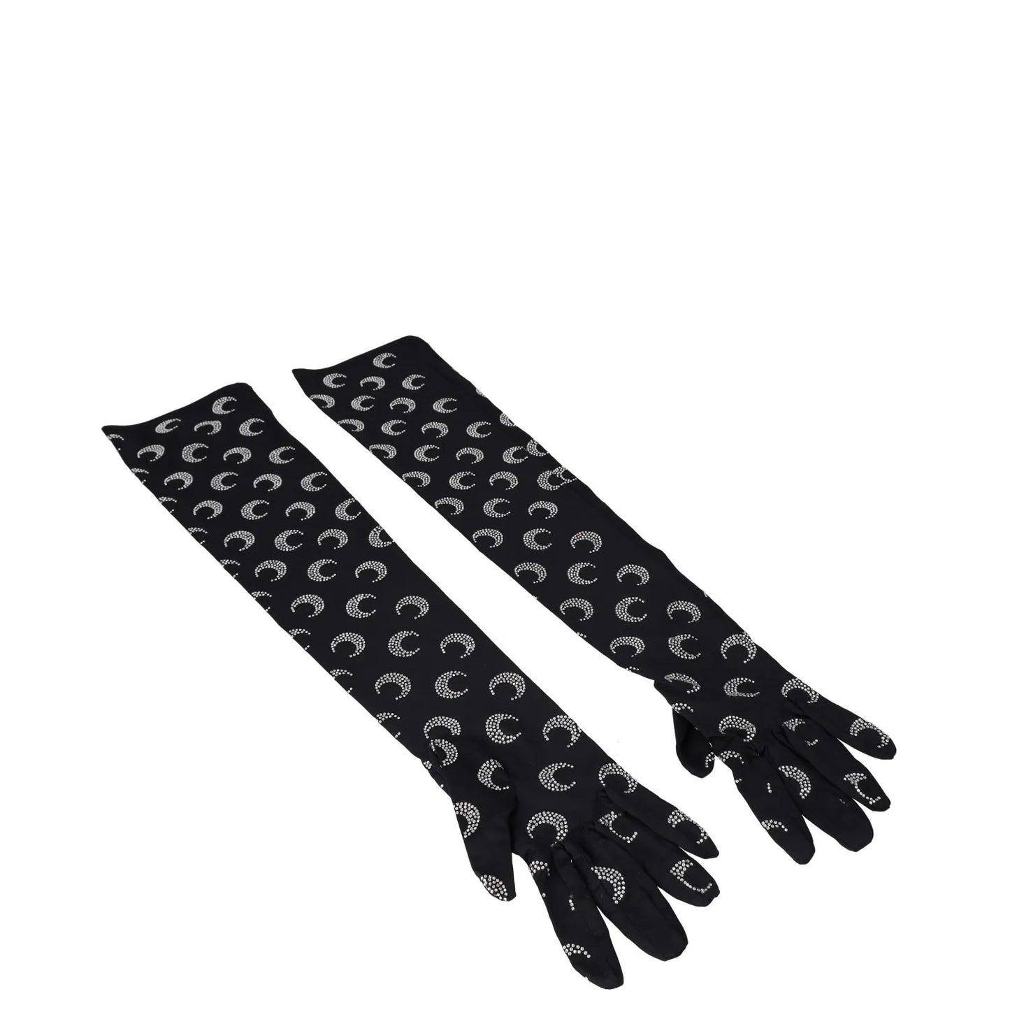 MARINE SERRE Womens Moon Rhinestoned Jersey Wrist Length Gloves Black M-L RRP337 — View 3