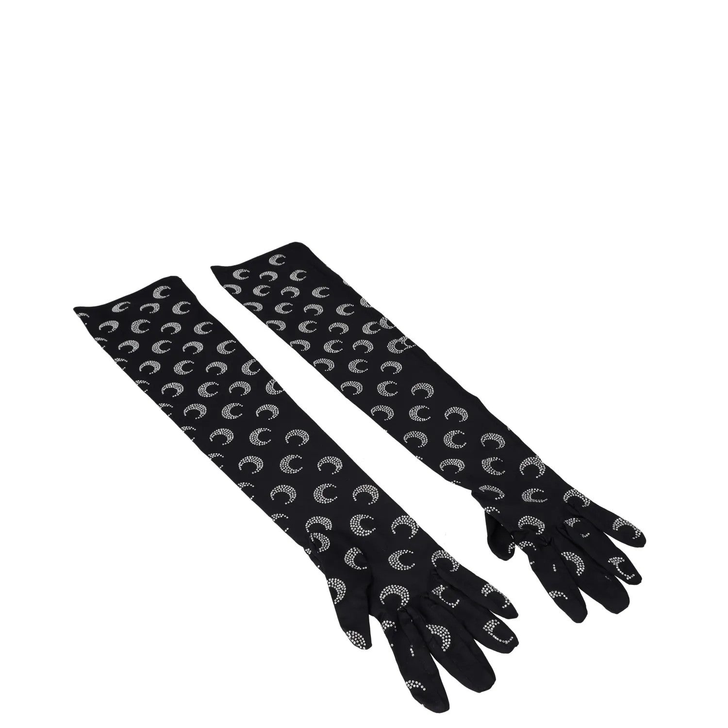 MARINE SERRE Womens Moon Rhinestoned Jersey Wrist Length Gloves Black M-L RRP337 — View 3