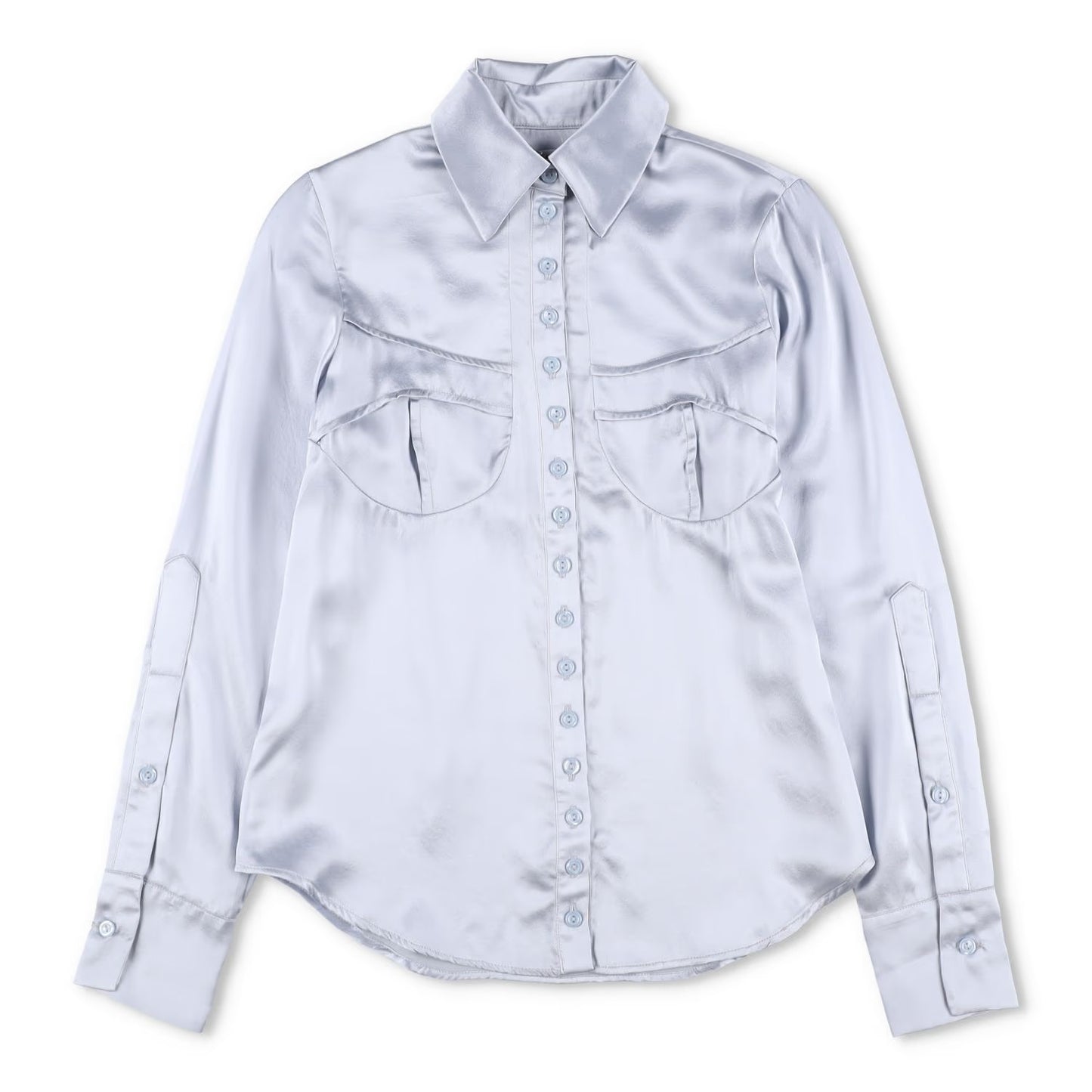 SINEAD O'DWYER Womens Silk Pyjama Shirt With Bindings Blue Size 8 RRP 700
