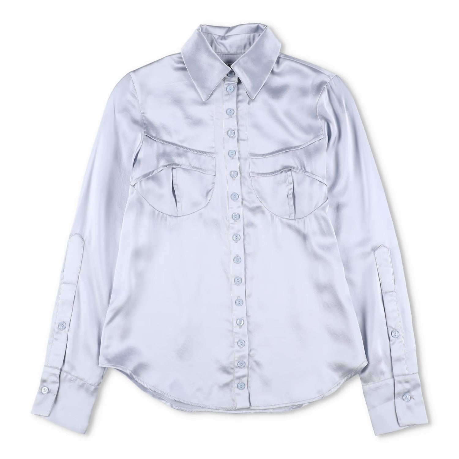 SINEAD O'DWYER Womens Silk Pyjama Shirt With Bindings Blue Size 8 RRP 700