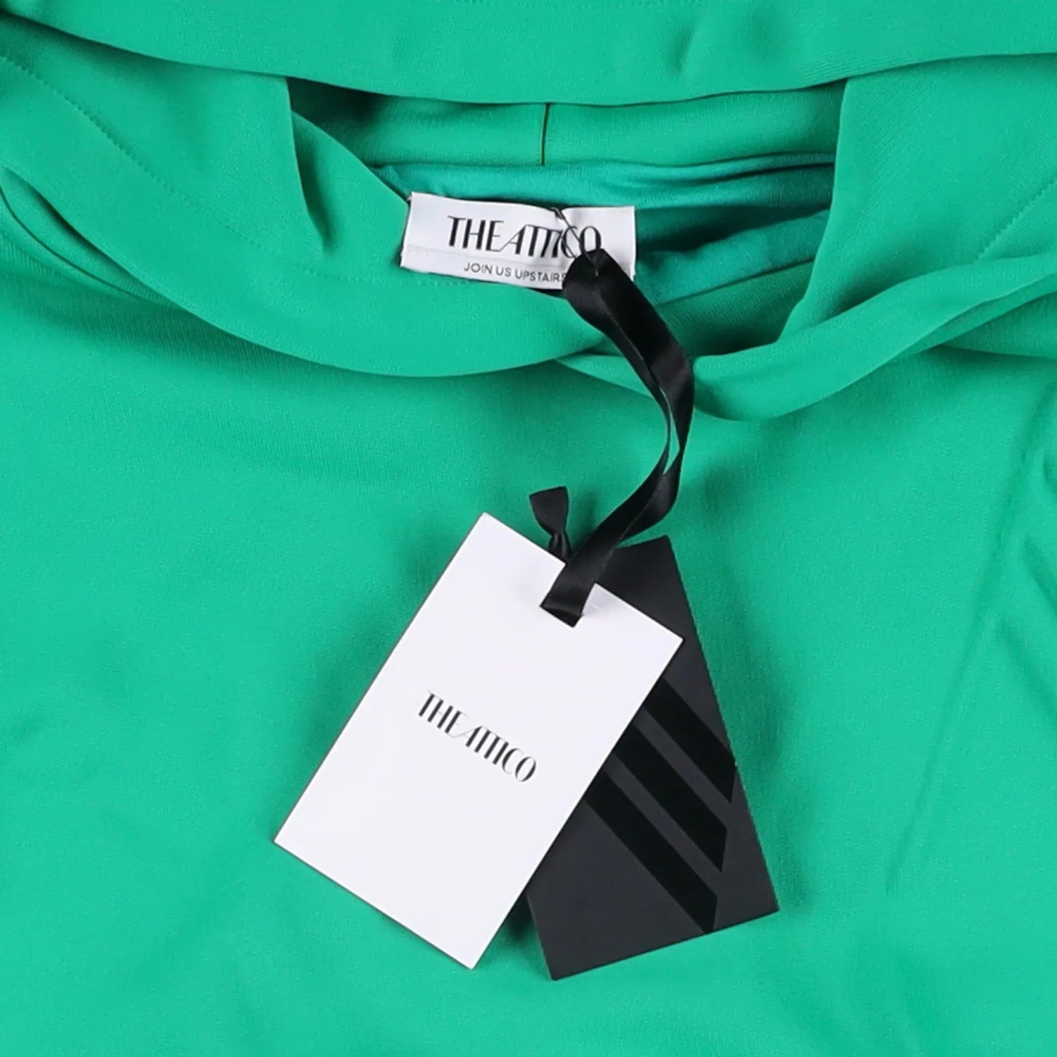 THE ATTICO Womens Cropped Hoodie Green Cotton Blend Pullover Size M RRP 320 — View 7