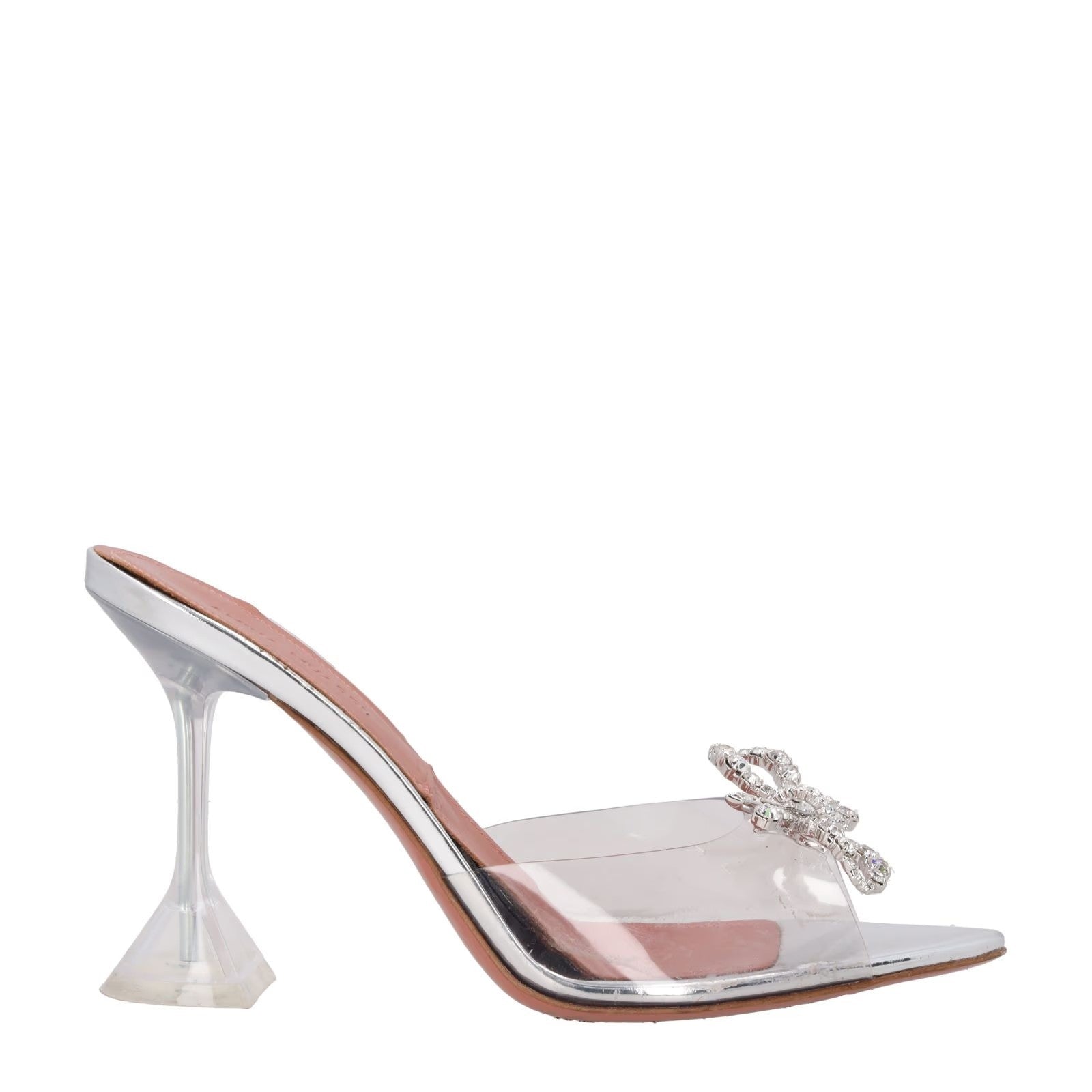 AMINA MUADDI Rosie Glass Slipper Mule Clear PVC Crystal High Heels UK 5 RRP 855