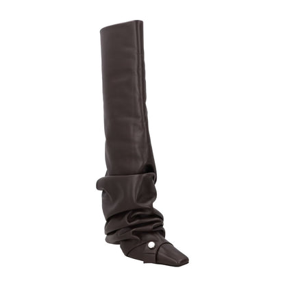 ATTICO Womens Juno Knee High Boots Leather Point Toe Stiletto Brown UK 7 RRP1466 — View 2