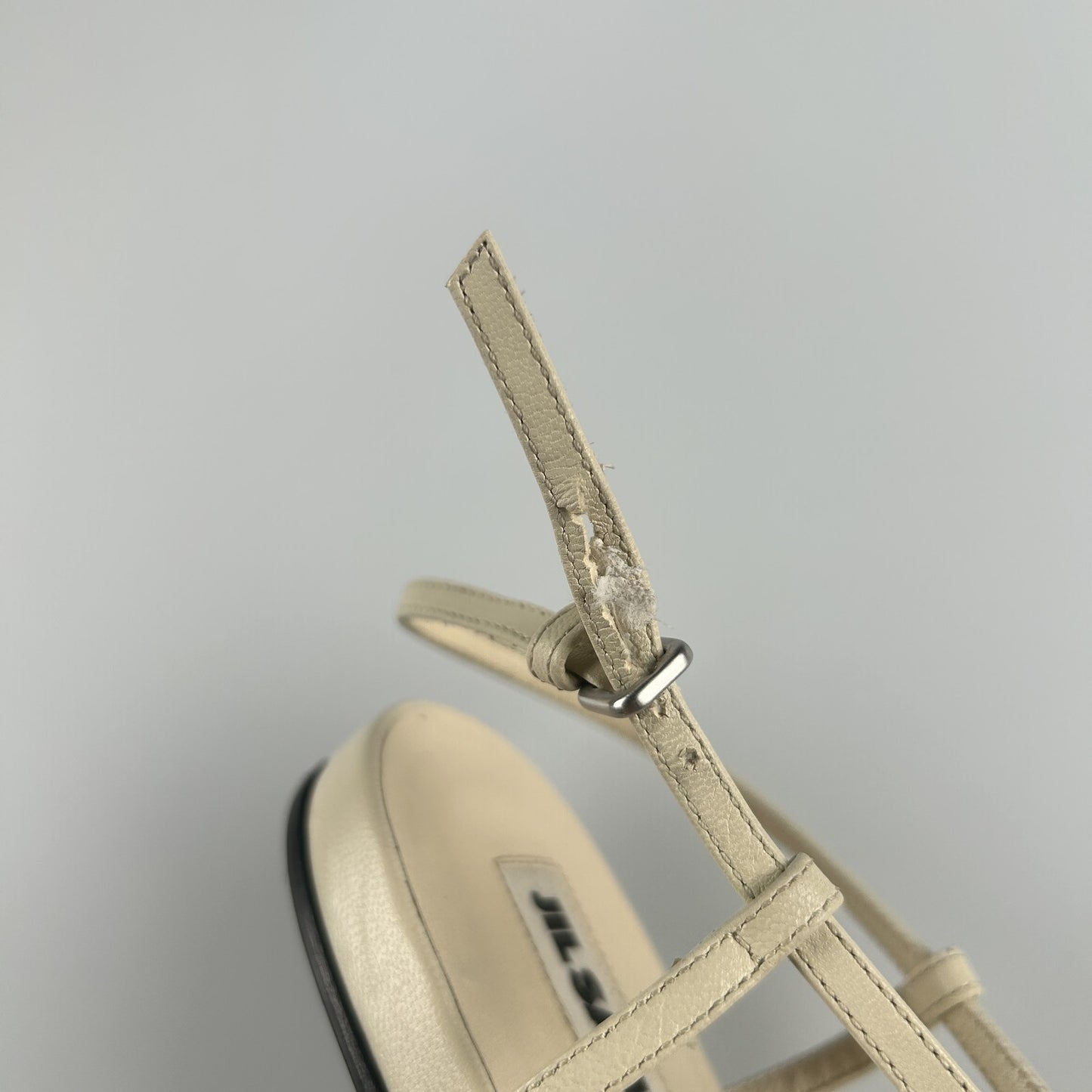 JIL SANDER Womens Thong Sandals Leather Square Toe White UK 7 RRP 667.9 — View 2