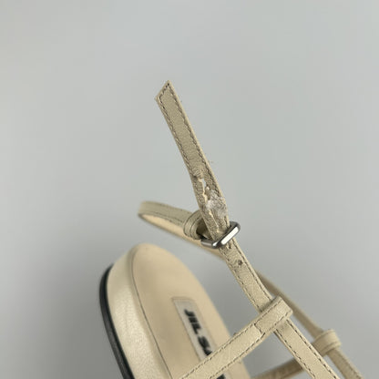JIL SANDER Womens Thong Sandals Leather Square Toe White UK 7 RRP 667.9 — View 2