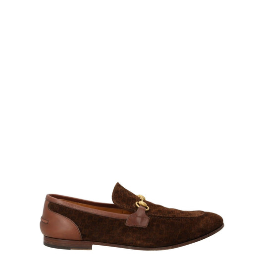 GUCCI Mens Jordan Leather Loafers Core Brown Flat Small Heel Size UK 9 RRP 645