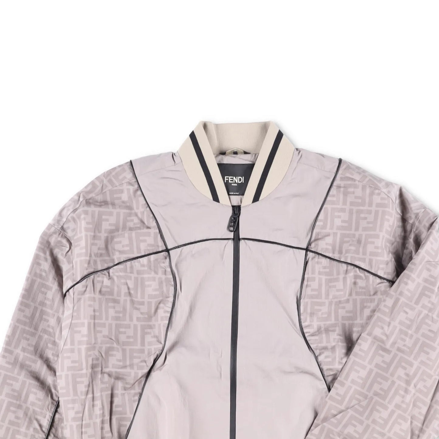 FENDI Mens Ebano Bomber Jacket Piping Stone Beige Zip Size 46 RRP 2100 — View 2