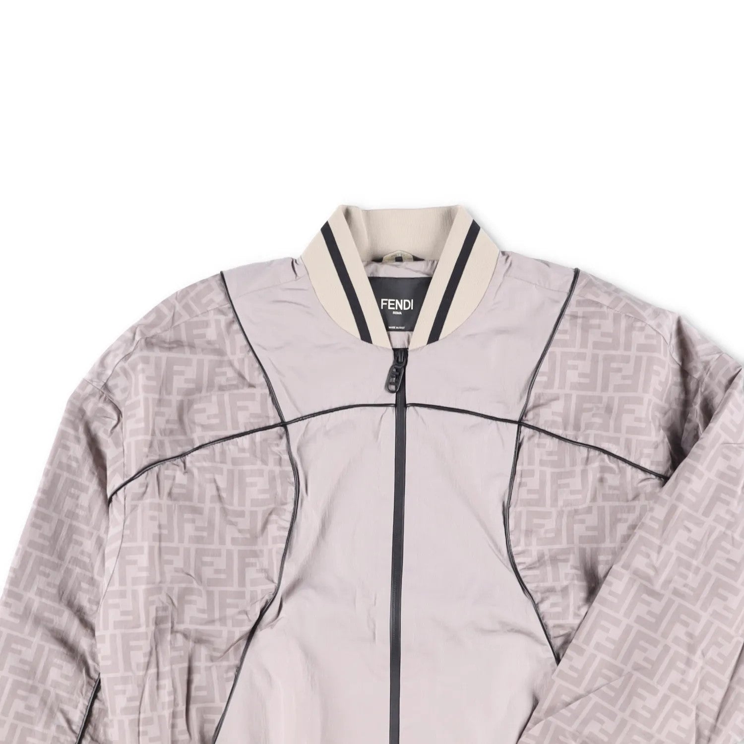 FENDI Mens Ebano Bomber Jacket Piping Stone Beige Zip Size 46 RRP 2100 — View 2