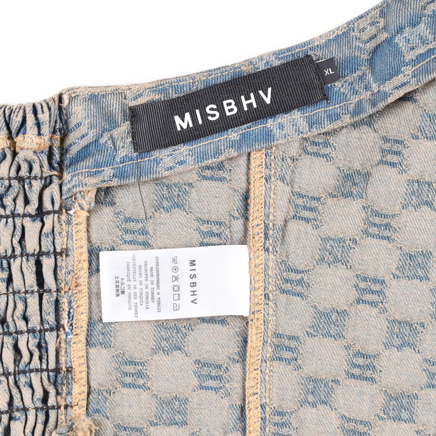 MISBHV Womens Jacquard Denim Monogram Corset Top Blue Cotton Size XL RRP 285 — View 8