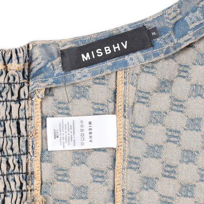 MISBHV Womens Jacquard Denim Monogram Corset Top Blue Cotton Size XL RRP 285 — View 8