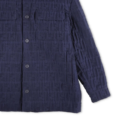 FENDI Mens Blouson Embossed Jacket Shirt Jacket Blue Knit Size 46 RRP 2150 — View 5
