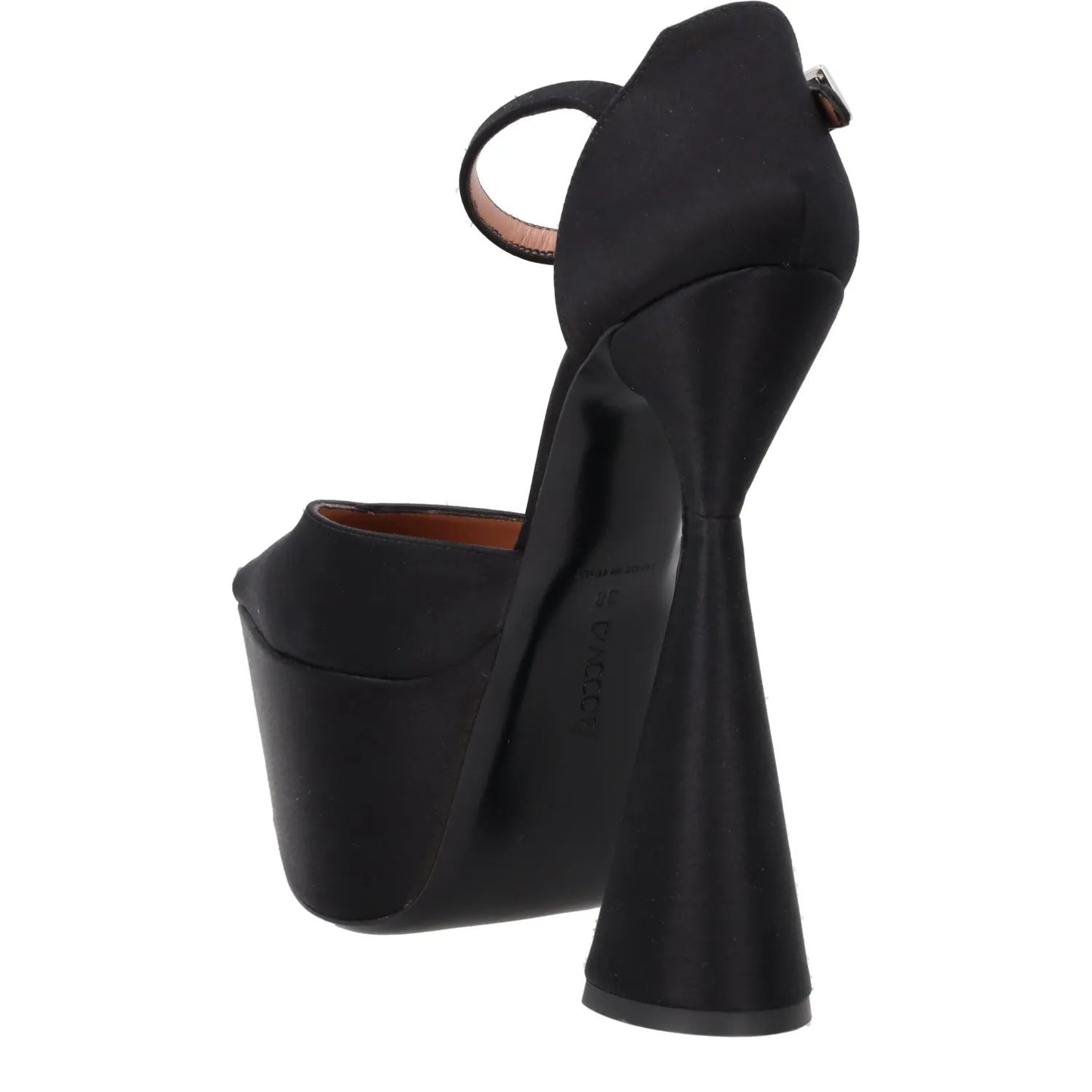 DACCORI Womens Black Satin Strappy Sandal Platform Pump 150 EU Size 38 RRP 950 — View 5