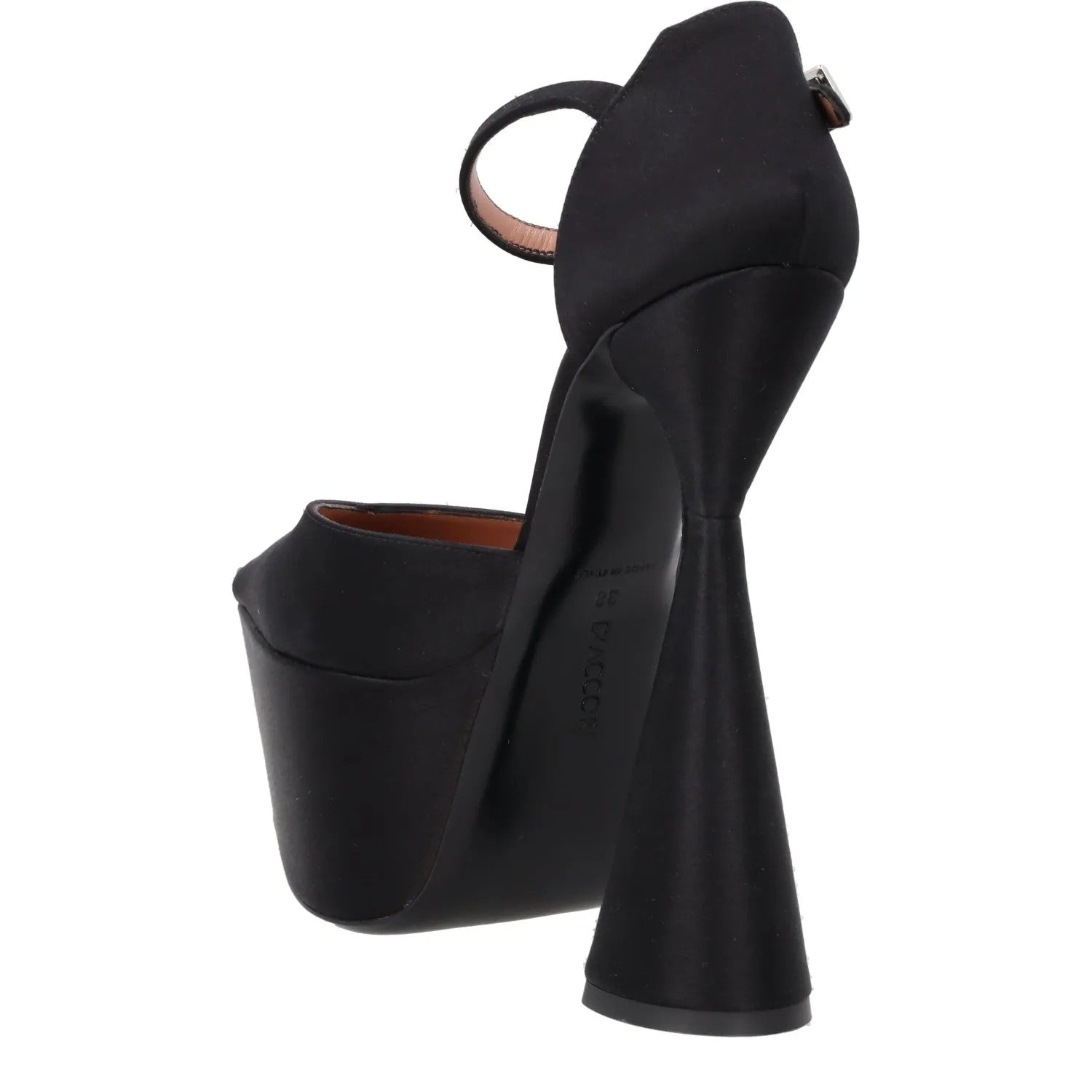 DACCORI Womens Black Satin Strappy Sandal Platform Pump 150 EU Size 38 RRP 950 — View 5
