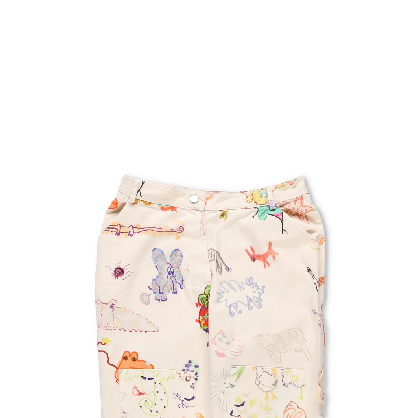 COLLINA STRADA Trousers White Artistic Print Flat Front Cotton Size M RRP 450 — View 2
