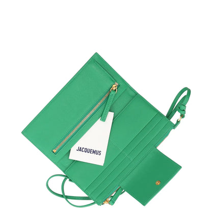 JACQUEMUS Womens Wallet Purse Green Leather Gold Logo Strap Size S RRP 350 — View 4