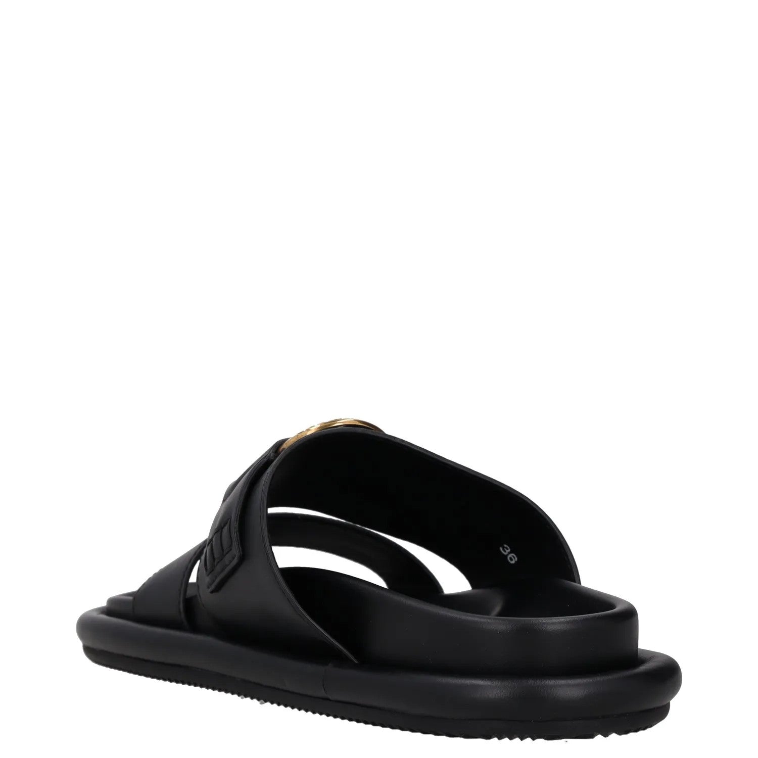 MONCLER Womens Bell Sandals Flat Sliders Black Leather Open Toe UK 3 RRP 515 — View 5