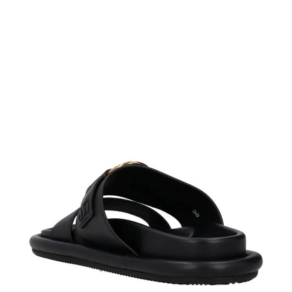 MONCLER Womens Bell Sandals Flat Sliders Black Leather Open Toe UK 3 RRP 515 — View 5