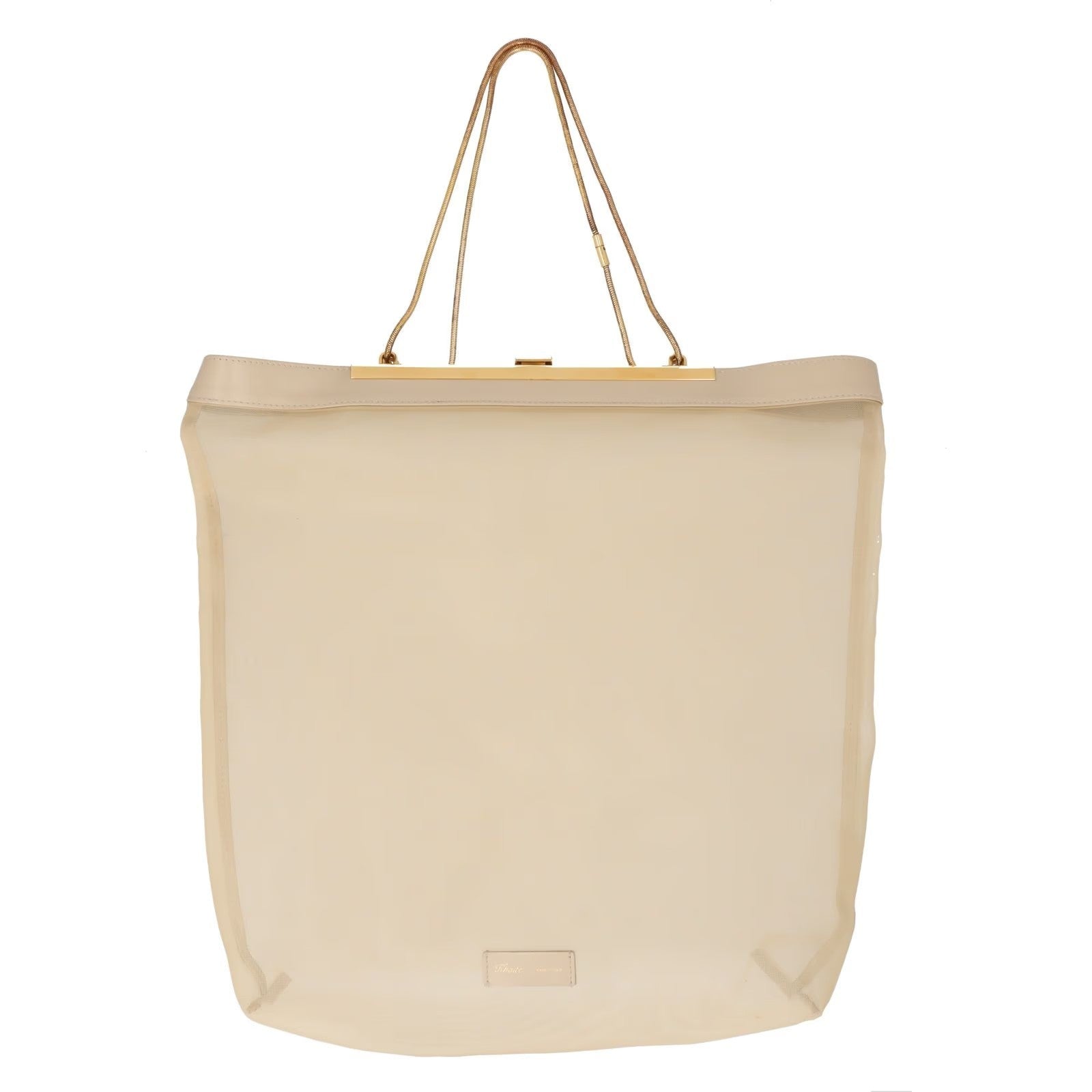 KHAITE Womens Augusta Mesh Leather Tote Bag Beige Gold Chain Handles OS RRP 2120