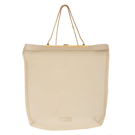 KHAITE Womens Augusta Mesh Leather Tote Bag Beige Gold Chain Handles OS RRP 2120