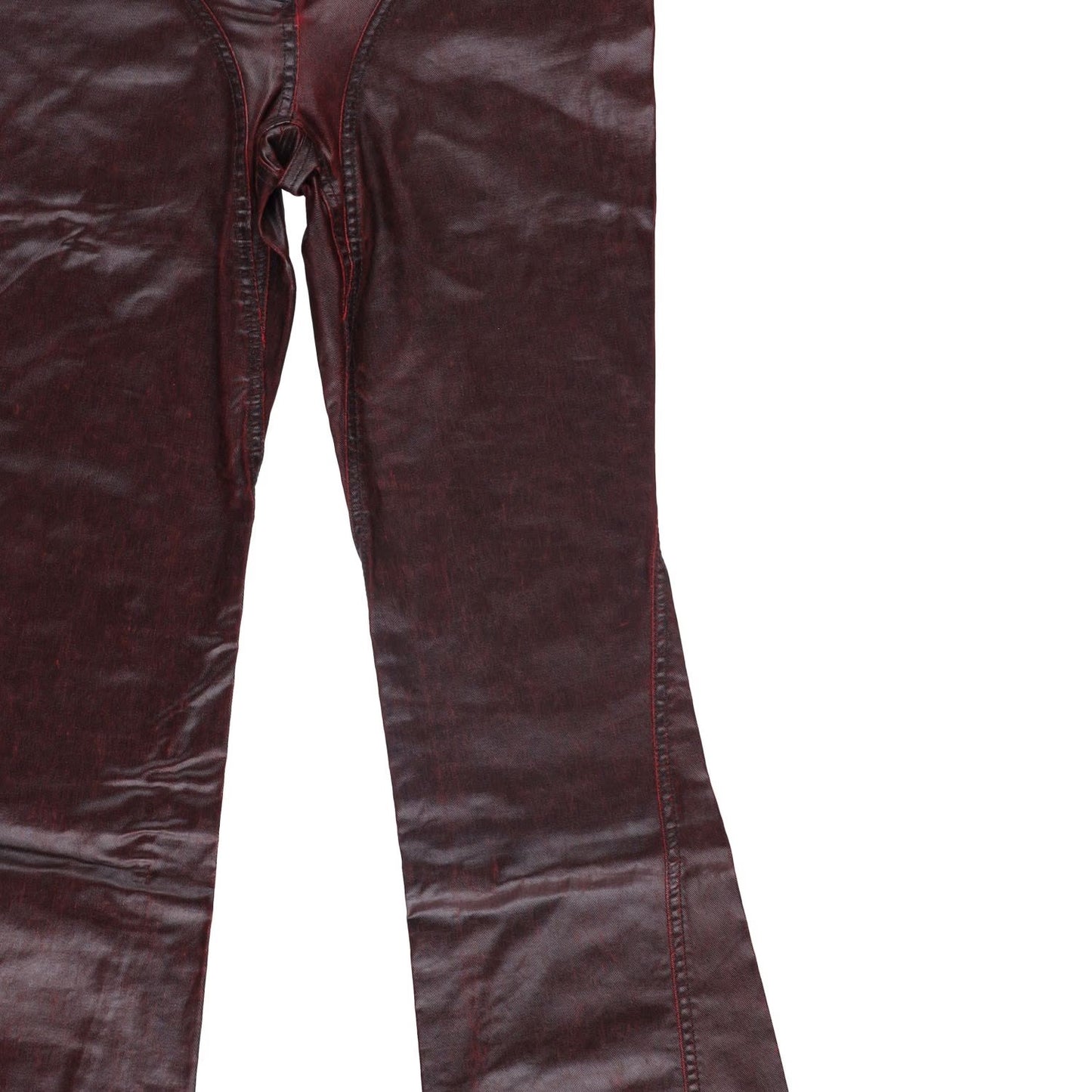 MUGLER Womens Jeans Flared Leg Denim Burgundy High Rise Size 40 RRP 770 — View 9