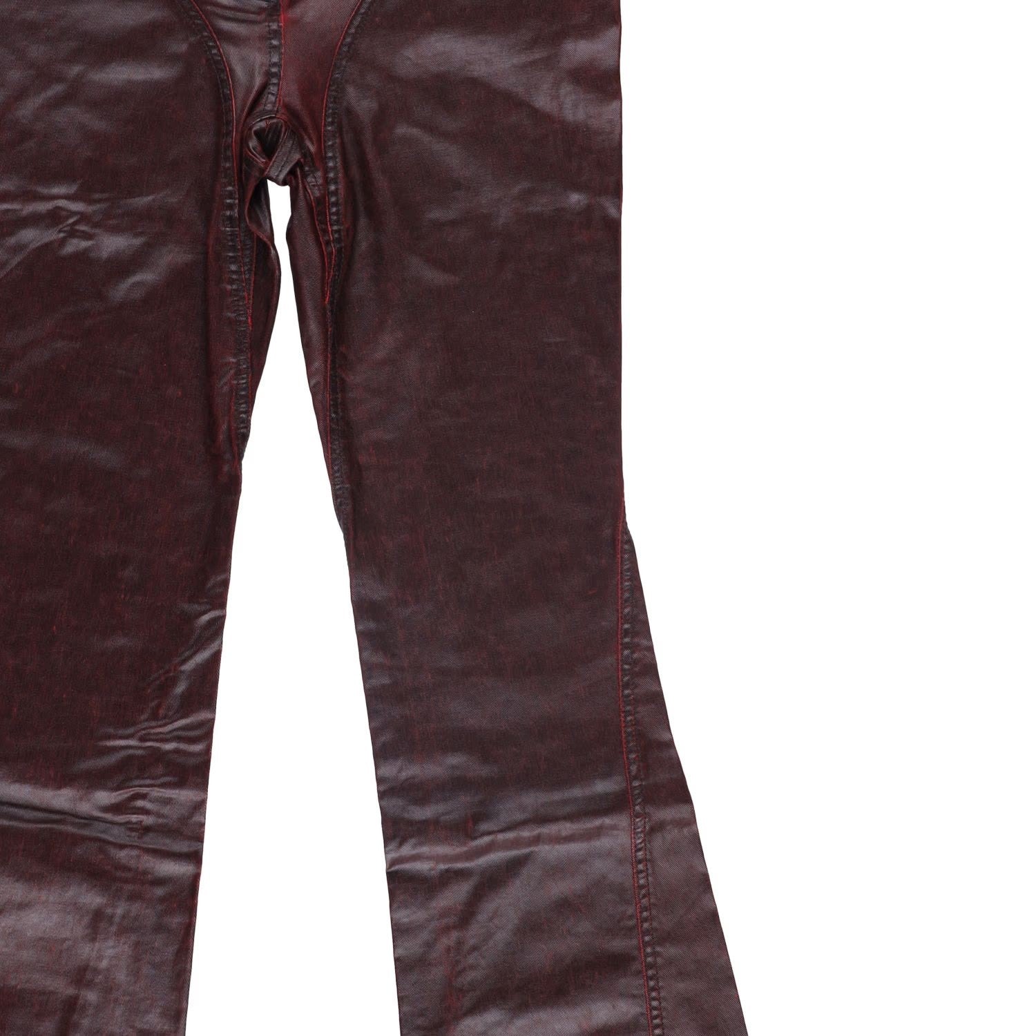 MUGLER Womens Jeans Flared Leg Denim Burgundy High Rise Size 40 RRP 770 — View 9