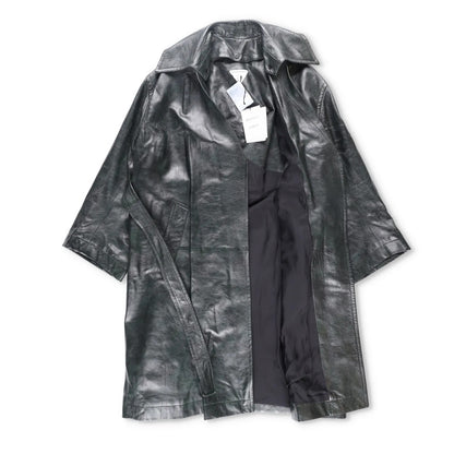 BOTTEGA VENETA Womens Overcoat Knee Length Relaxed Fit Leather Grey 40 RRP 6720 — View 4