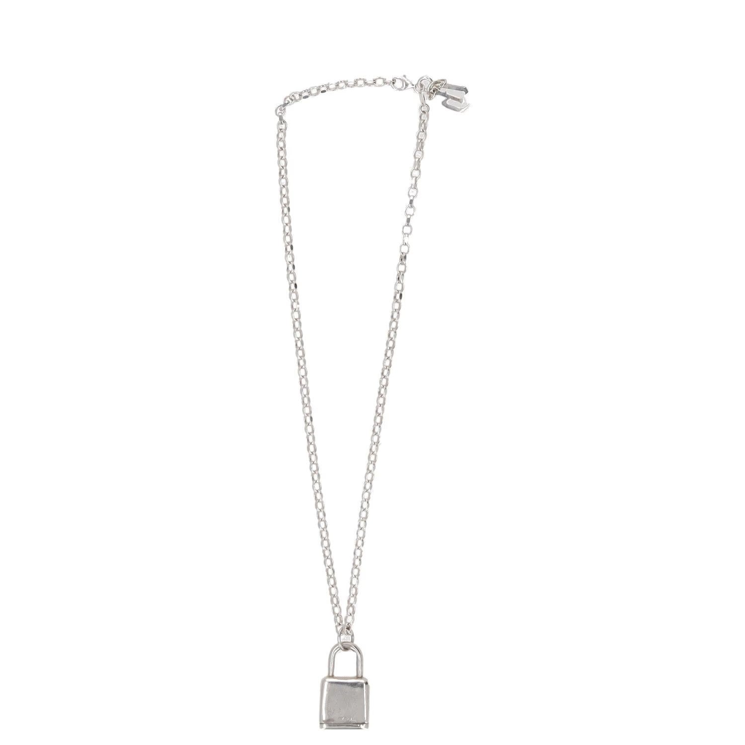 HATTON LABS Mens Chain Necklace Silver Lock Pendant Size 50 cm RRP 325