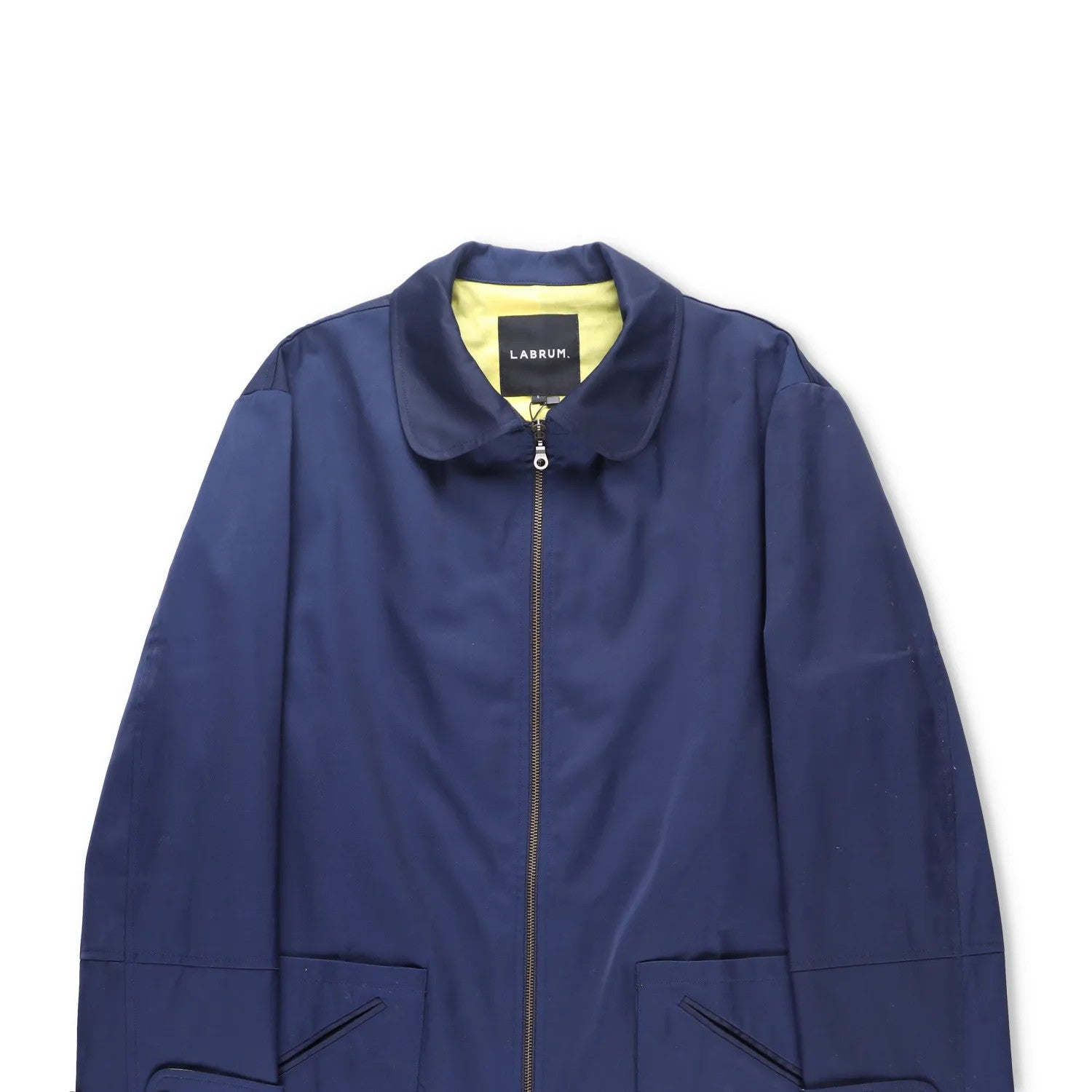 LABRUM Mens Overcoat Blue Zip Closure Button Accents Long Size S RRP 765 — View 2