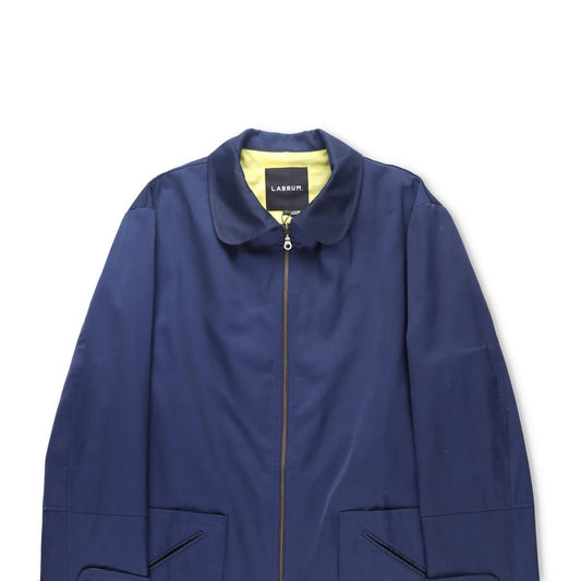 LABRUM Mens Overcoat Blue Zip Closure Button Accents Long Size S RRP 765 — View 2