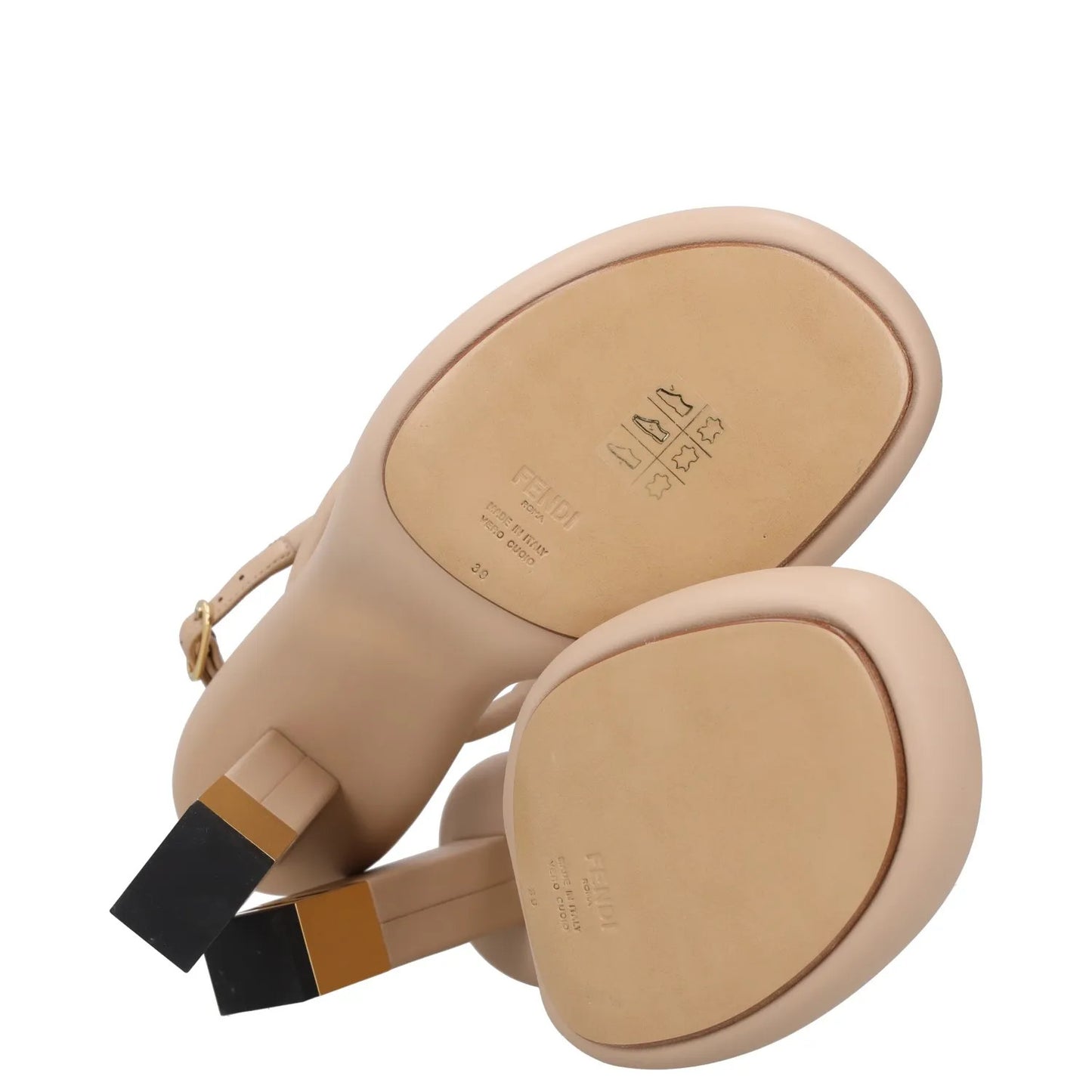 FENDI Womens XX Leather Platform Heel Strappy Sandal High Heel Brown UK6 RRP 895 — View 8