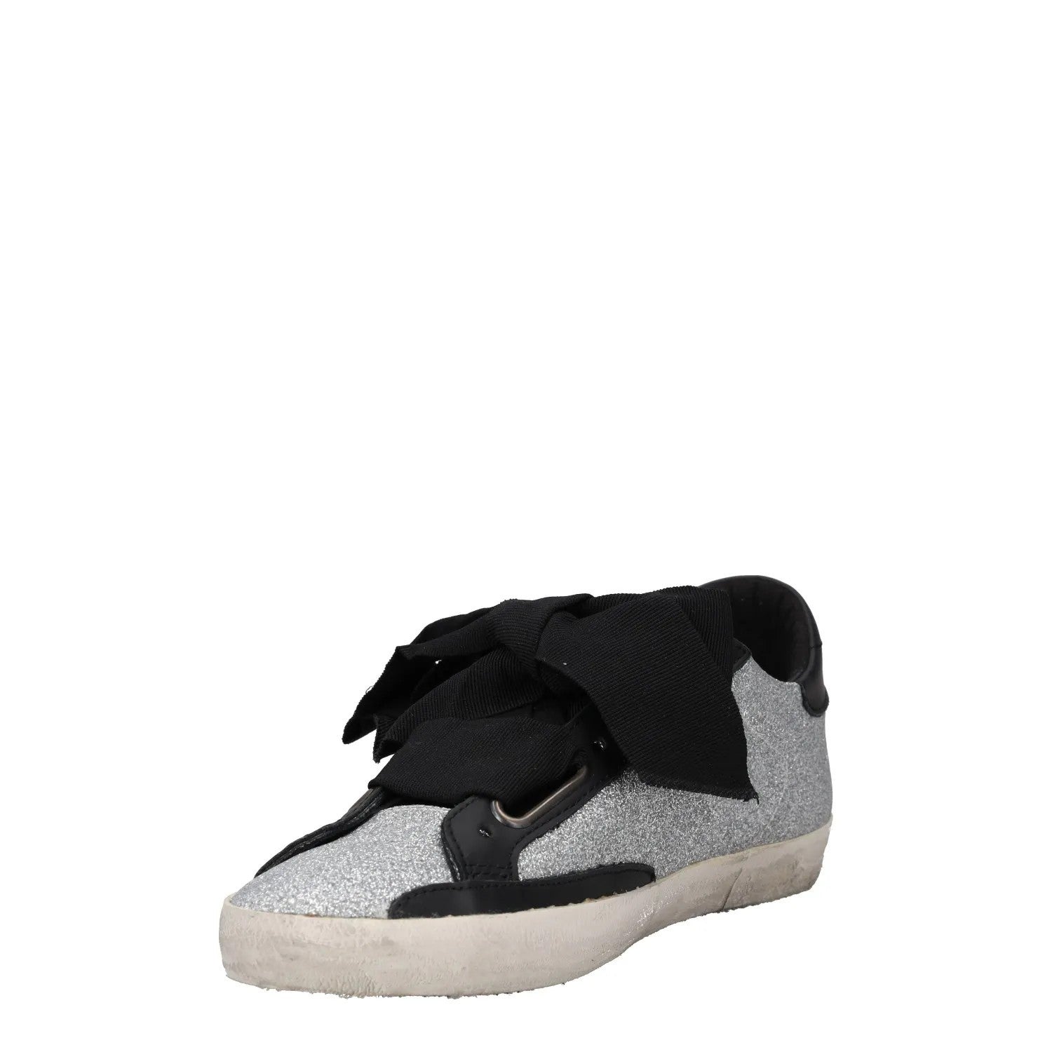 GOLDEN GOOSE Womens Trainers Silver Black White Leather Low Top UK 8 RRP 485 — View 3
