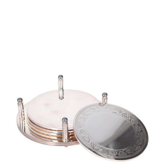 SOHO HOME Rochester Engraved Silver Coasters Set Of 4 Metallic One Size RRP 125