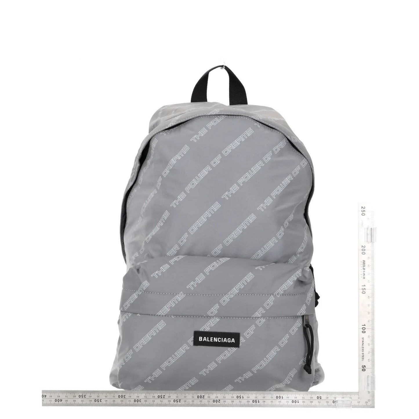 BALENCIAGA Mens Backpack Grey Nylon White All Over Logo Strap Size L RRP 950 — View 6