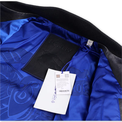 BURBERRY Mens Bomber Jacket Zipped Leather Black Band Collar Size 46 RRP 3490 — View 10