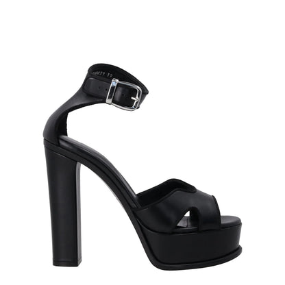 ALEXANDER MCQUEEN Ladies Platform Sandal Leather Black Block Heel EU 39 RRP 790