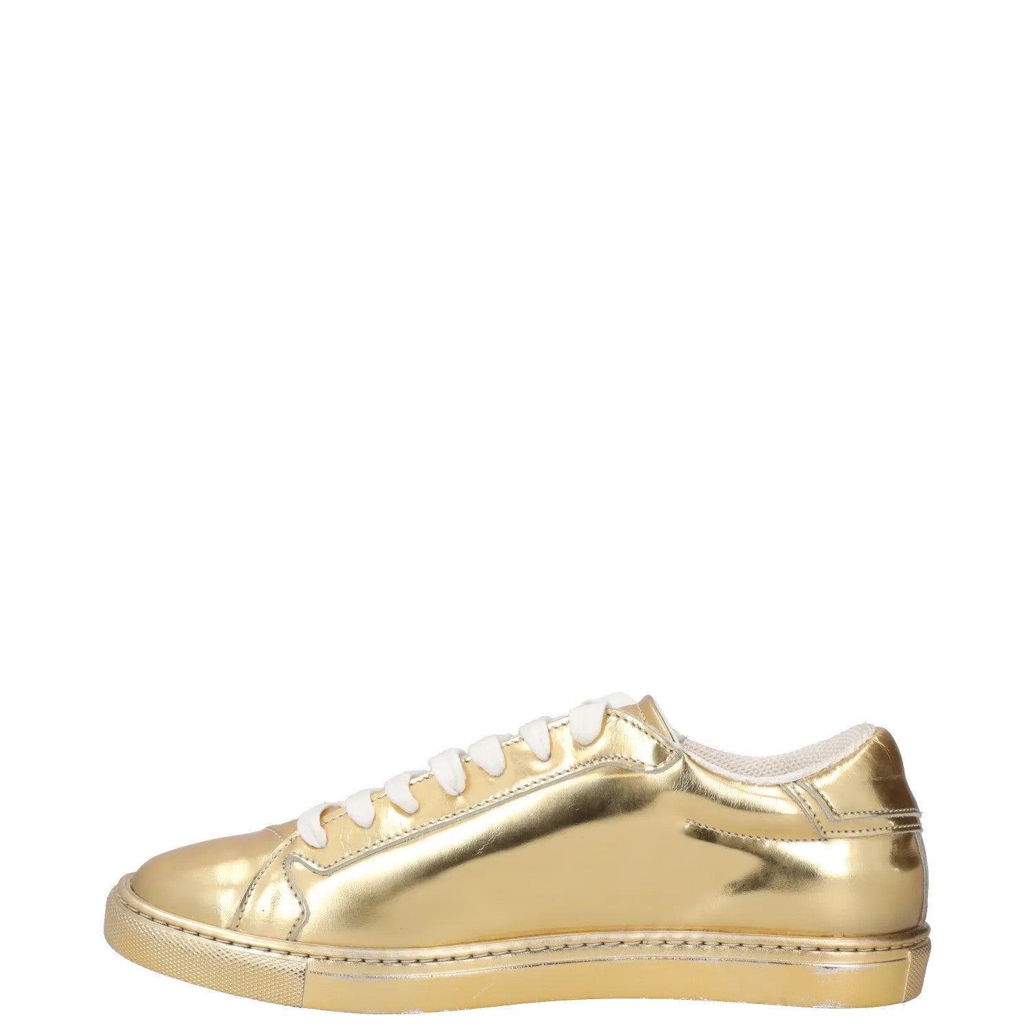 JUST CAVALLI Womens Trainers Gold Leather Low Top Lace Up UK 3 RRP 200 — View 4