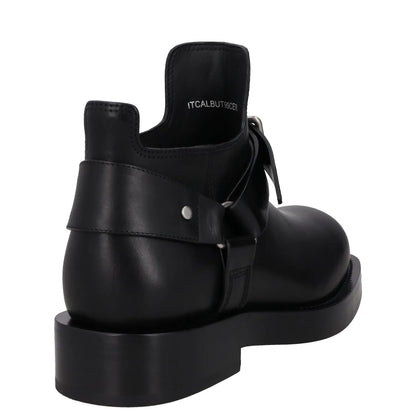 BURBERRY Mens Saddle Mini Ankle Boot Black Leather Buckle Round Toe UK6 RRP 1390 — View 6