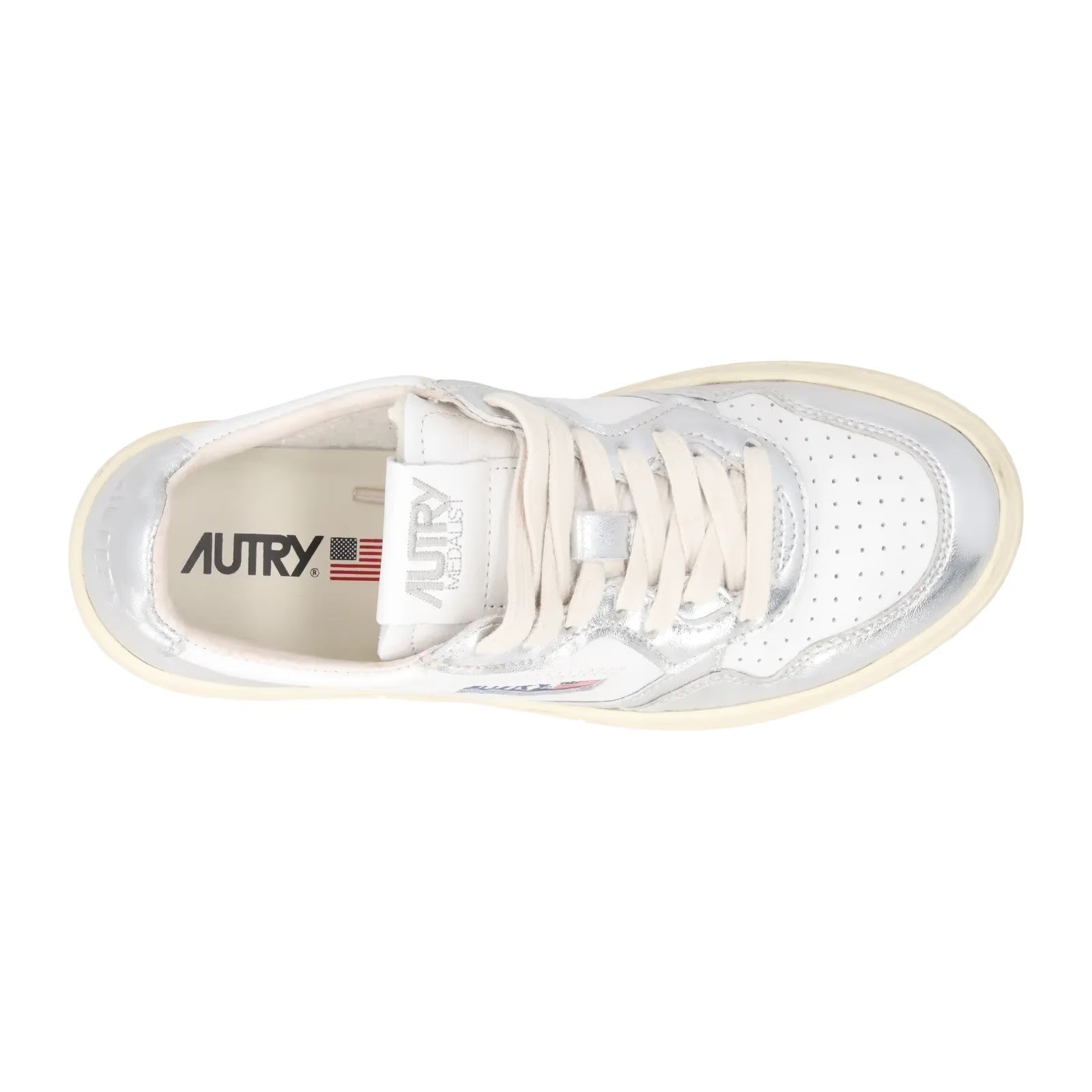 AUTRY Womens Medalist Bi Colour Silver Leather Lace Up Trainers EU 36 RRP 190 — View 7
