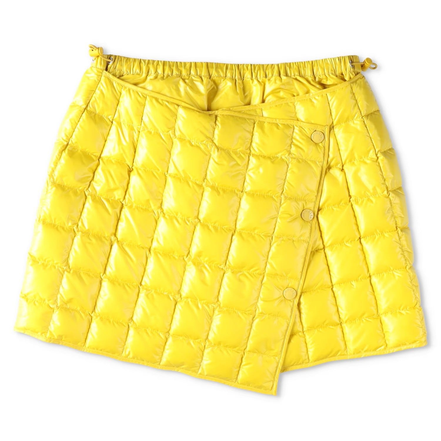 MONCLER Womens  Yellow Quilted Mini Wrap Skirt Feather Down Button 40 RRP 375