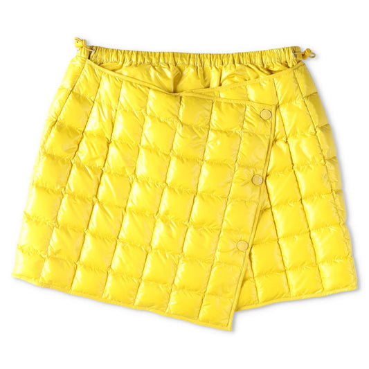MONCLER Womens  Yellow Quilted Mini Wrap Skirt Feather Down Button 40 RRP 375