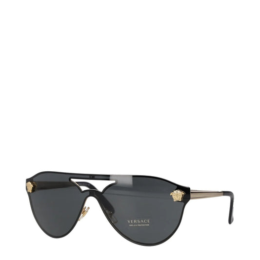 VERSACE Unisex Shield Sunglasses Gold Metal Frame Grey Reflective Lens OS RRP350 — View 2