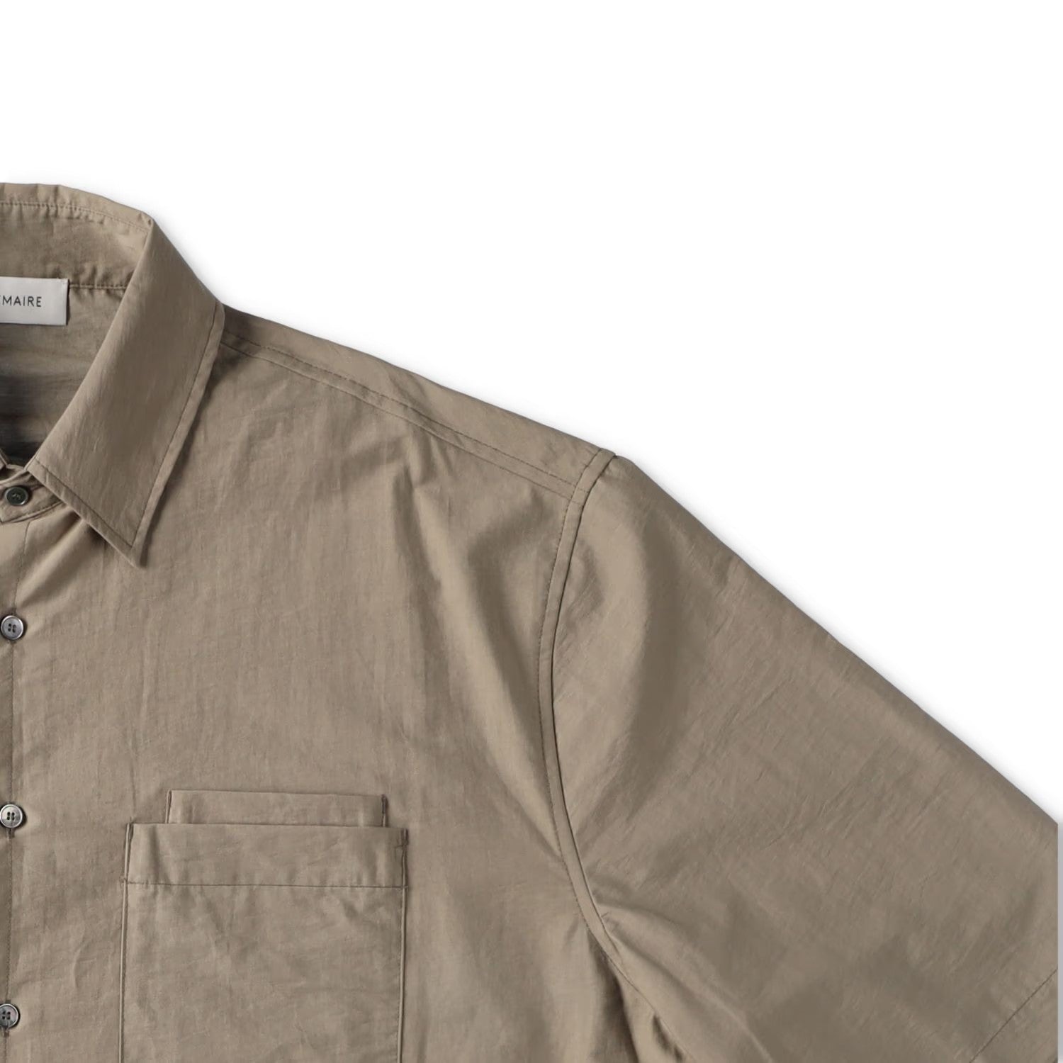 LEMAIRE Mens Double Pocket Short Sleeve Shirt Button-Up Collared Beige 50 RRP570 — View 7