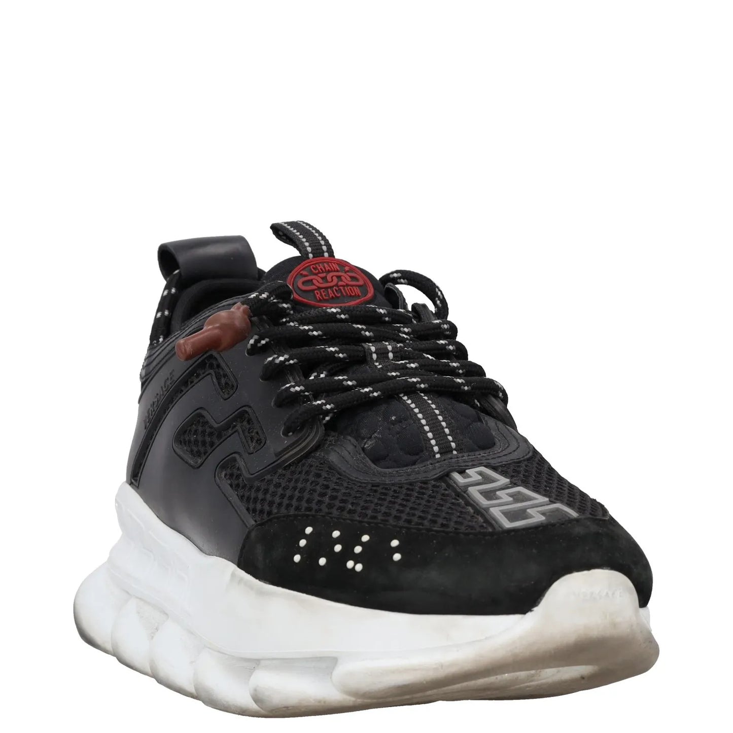 VERSACE Mens Trainers Black Synthetic Low Top Lace Up White Sole UK 6 RRP 400 — View 2