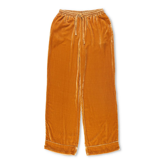ASCENO Womens Aurelia Trousers Wide Leg Gold Yellow Drawstring Size XS RRP 250