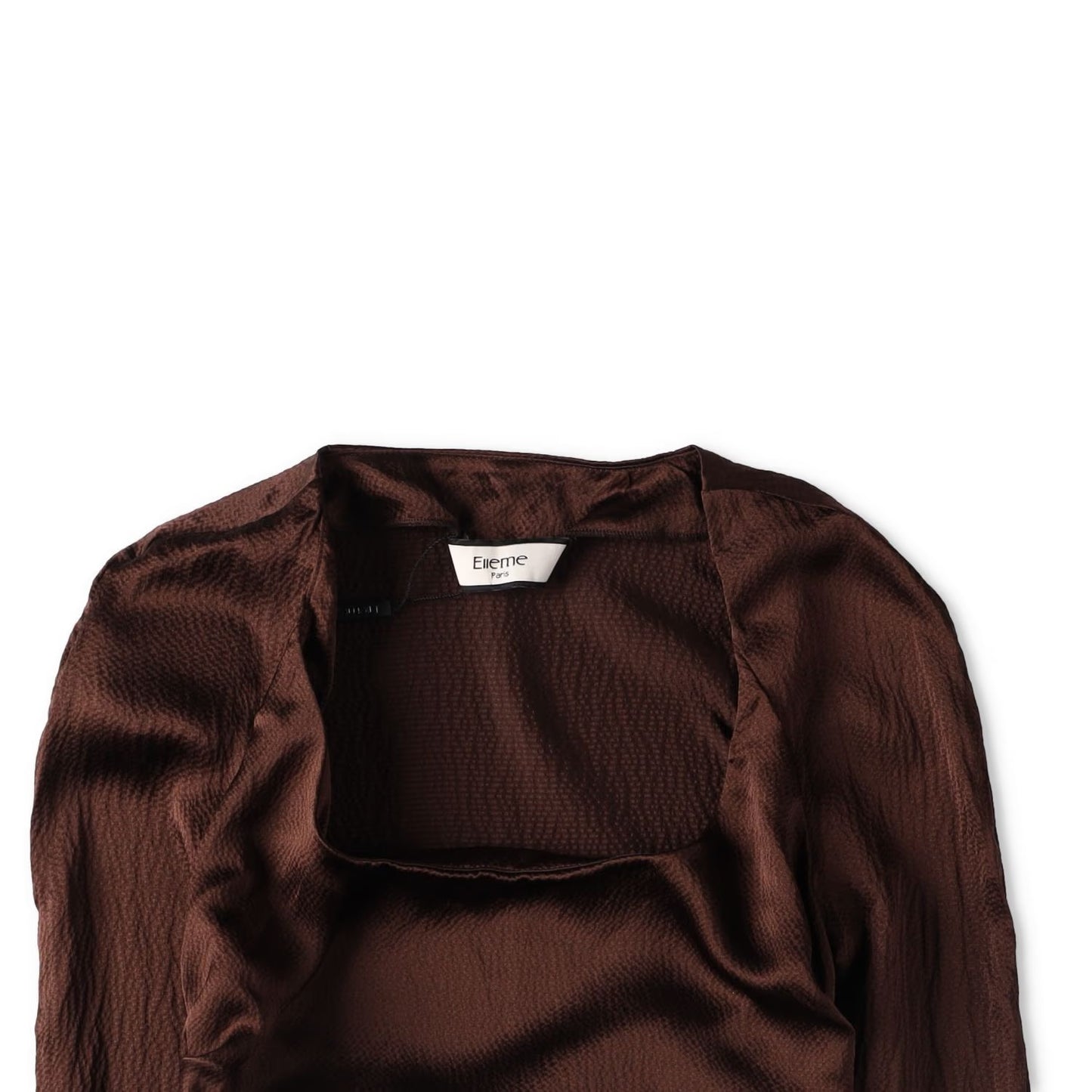 ELLEME Womens Scoop Neck Lomng Sleeve Knot Gathered Top Brown 34 RRP 385 — View 3