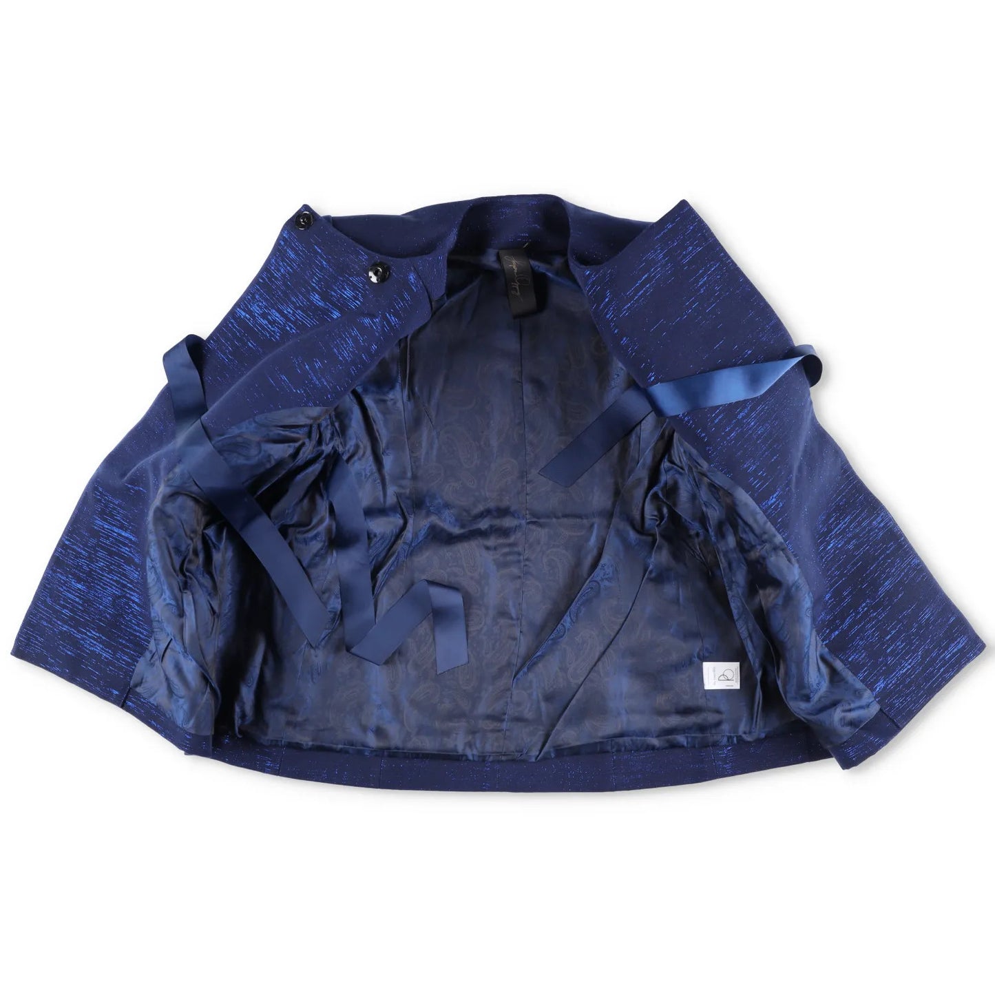PAPA OPPONG Womens Shika Petiole Kente Blazer Jacket Blue Hook & Eye S RRP 2065 — View 7