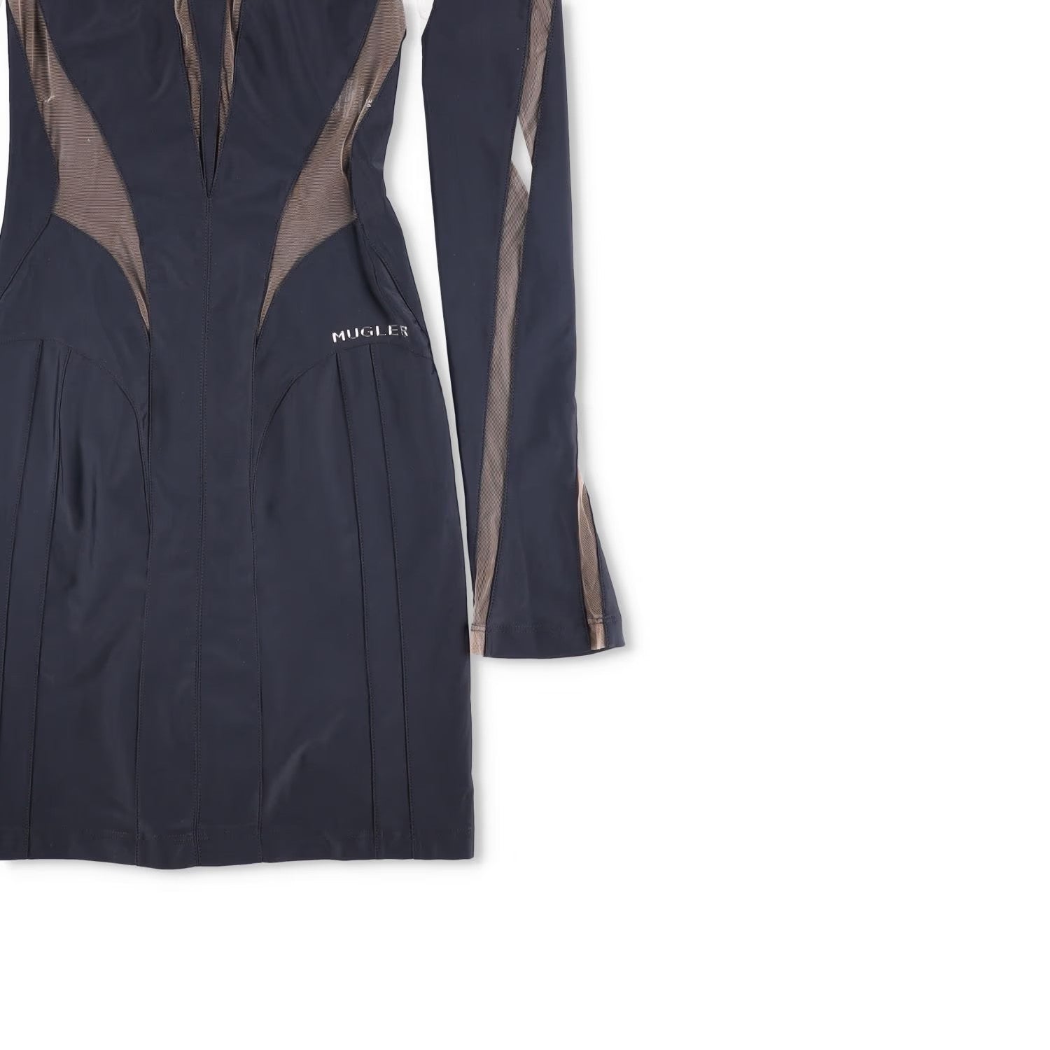 MUGLER Bodycon Mini Dress Black Nude 01 Black Mini Dresses Size 34 RRP 650 — View 4