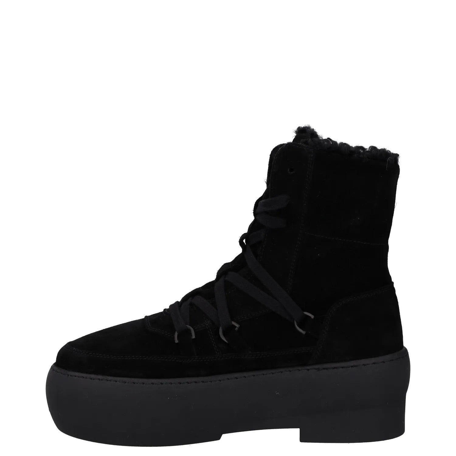 GIABORGHINI Womens Boot Black Leather Platform Heel Lace Up Faux Fur UK 7 RRP375 — View 4