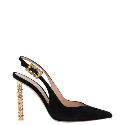 GIANVITO ROSSI Womens 105 High Heel Point Toe Slingback Pumps Black UK4 RRP 1095